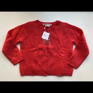 NWT Authentic BONPOINT Red Cashmere Cardigan - Size 2 Years